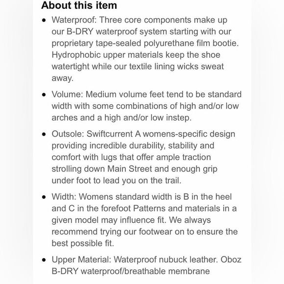 Oboz SAPPHIRE Mid B-Dry Brown Leather Lace Up Hiking Ankle Boots - Picture 4 of 16